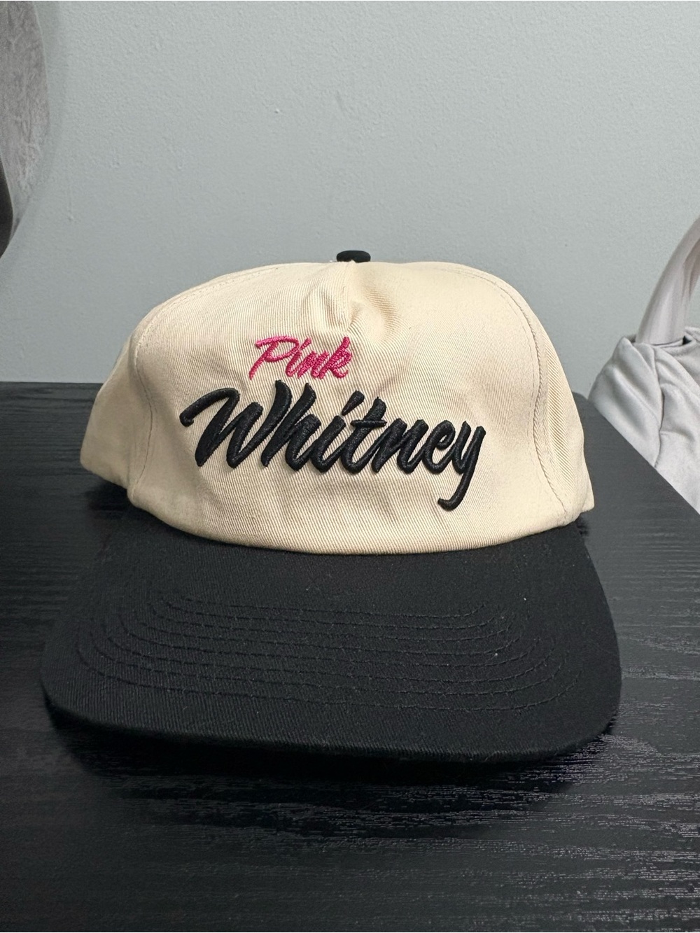 Barstool Sports Pink Whitney - Cream & Black SnapBack Hat - Picture 1 of 8